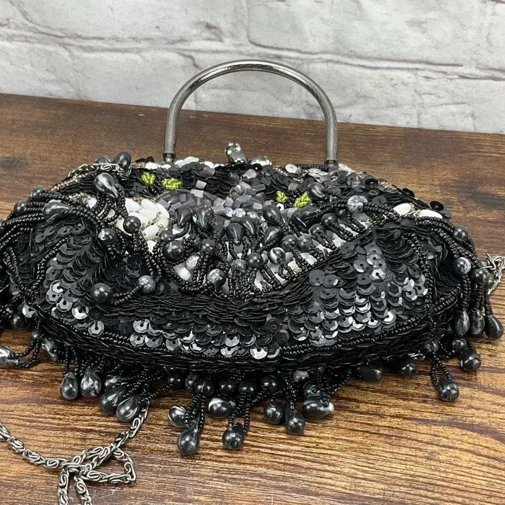 Vintage Fashion Bag Fully Beaded on Both Sides with shoulder strap